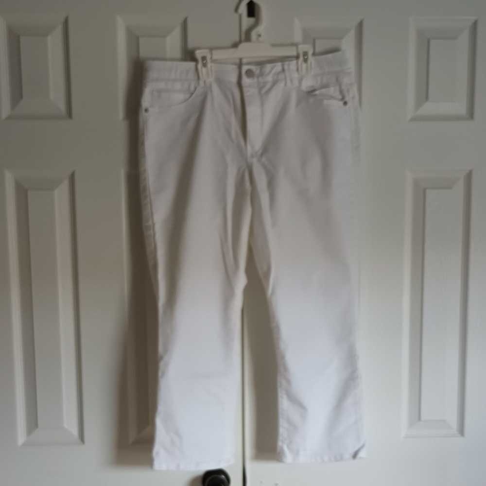 Democracy Ab solution White Straight-Leg Cropped Pants 14P
